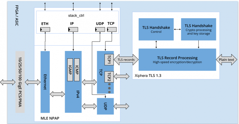 Encrypted Network Acceleration Solution - NPAP Block Diagram with TLS